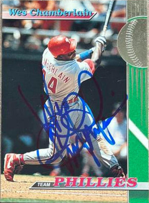 Wes Chamberlain Signed 1993 Stadium Club Team Baseball Card - Philadelphia Phillies - PastPros