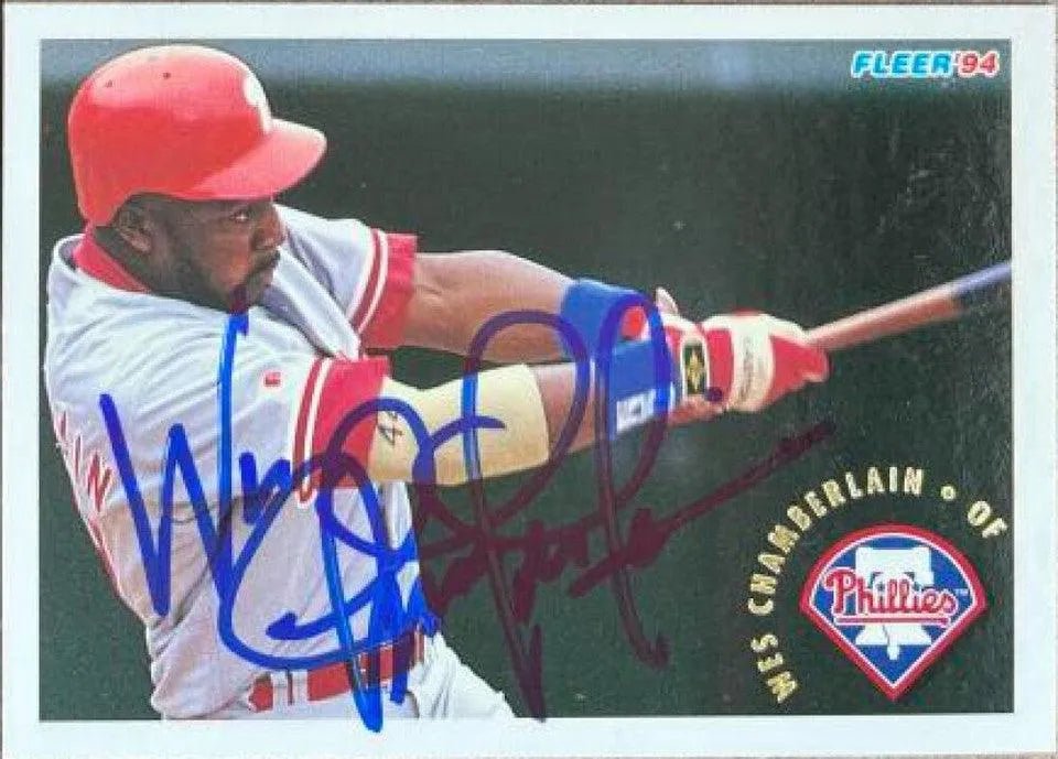 Wes Chamberlain Signed 1994 Fleer Baseball Card - Philadelphia Phillies