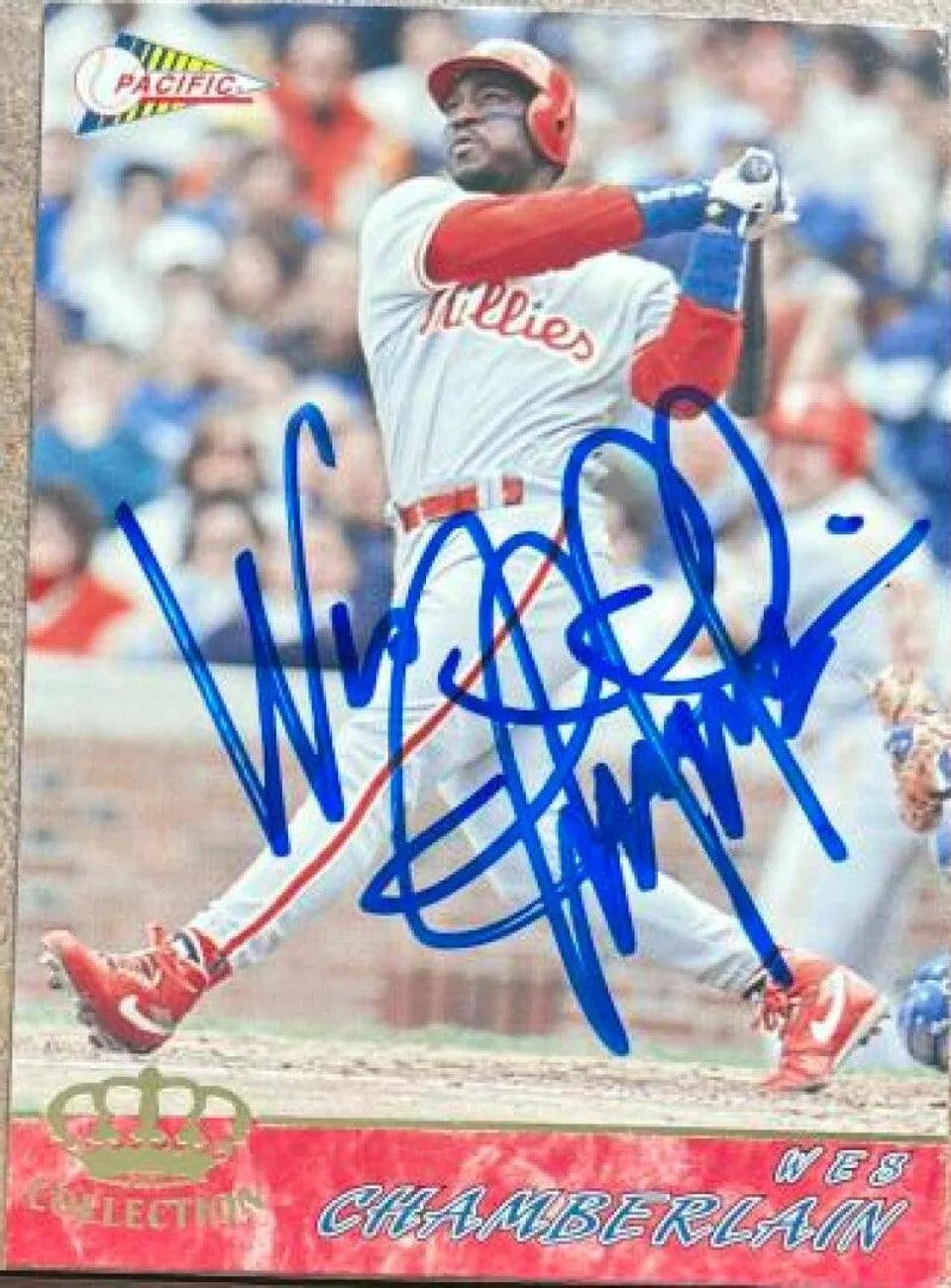 Wes Chamberlain Signed 1994 Pacific Baseball Card - Philadelphia Phillies