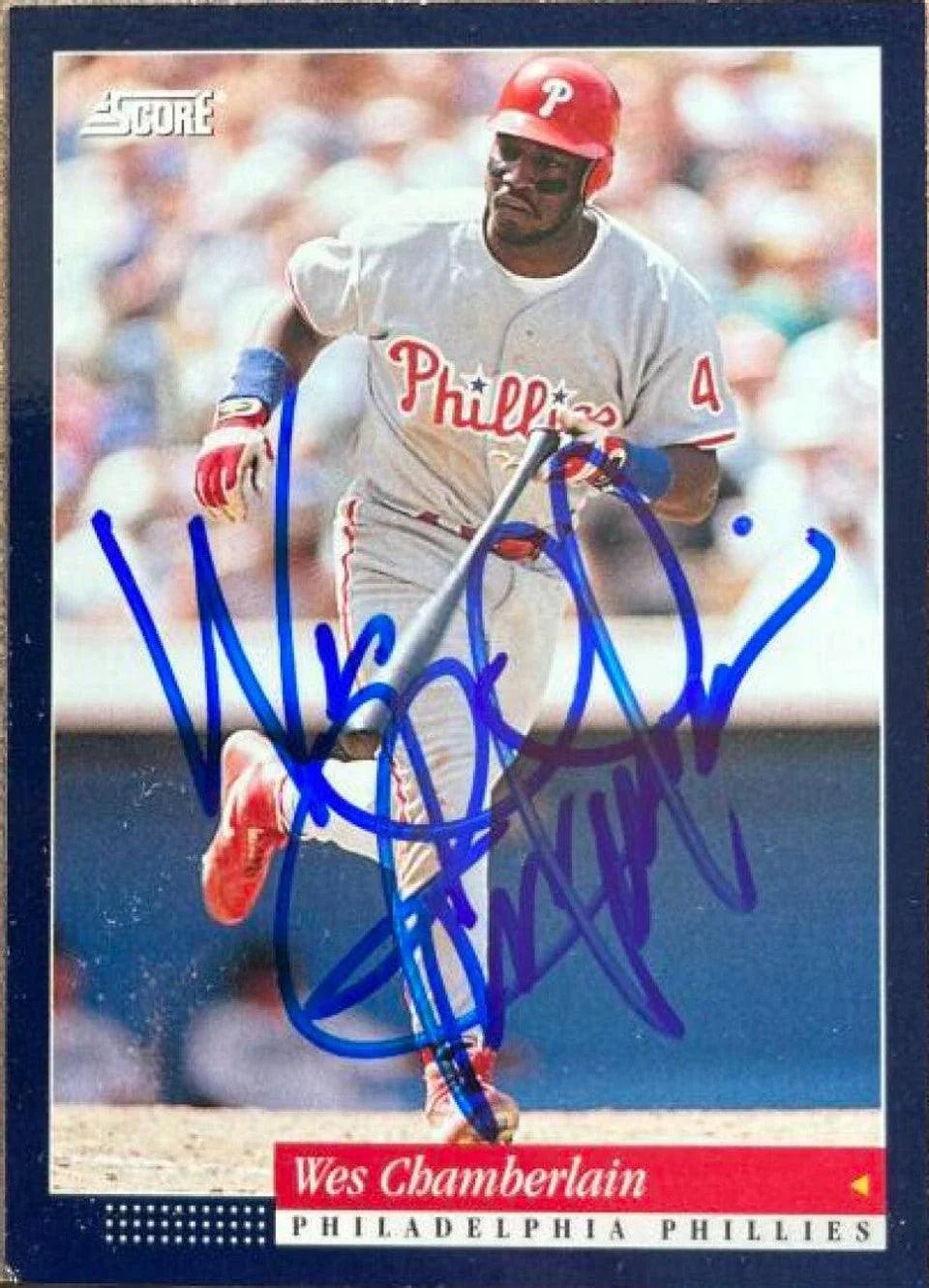 Wes Chamberlain Signed 1994 Score Baseball Card - Philadelphia Phillies