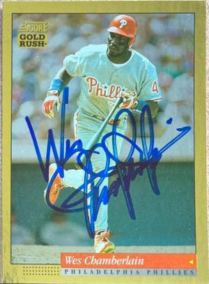 Wes Chamberlain Signed 1994 Score Gold Rush Baseball Card - Philadelphia Phillies