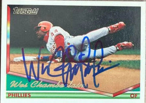 Wes Chamberlain Signed 1994 Topps Gold Baseball Card - Philadelphia Phillies