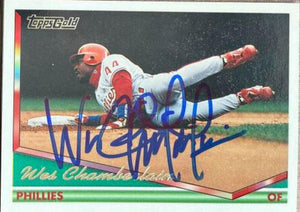Wes Chamberlain Signed 1994 Topps Gold Baseball Card - Philadelphia Phillies - PastPros