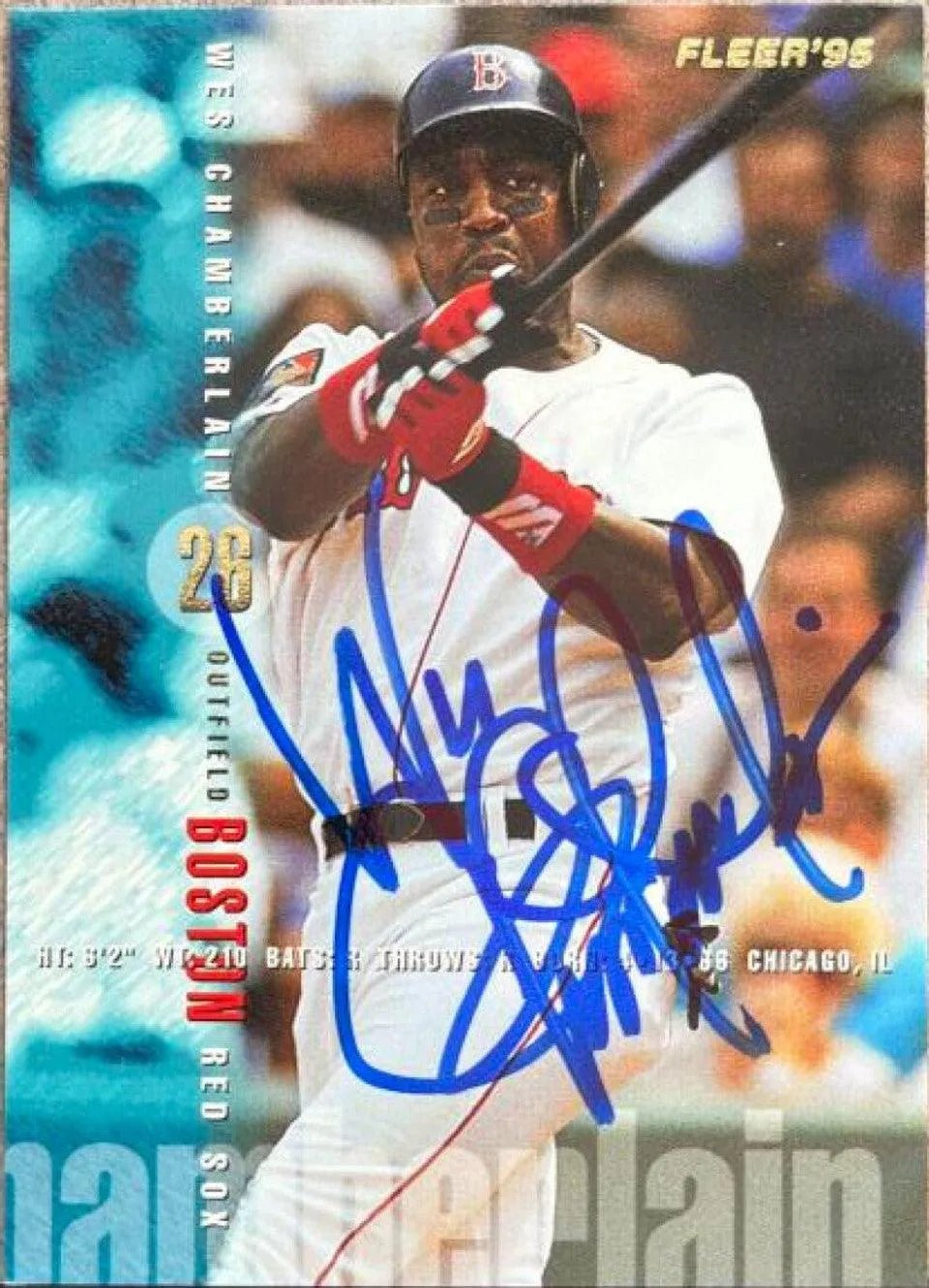 Wes Chamberlain Signed 1995 Fleer Baseball Card - Boston Red Sox