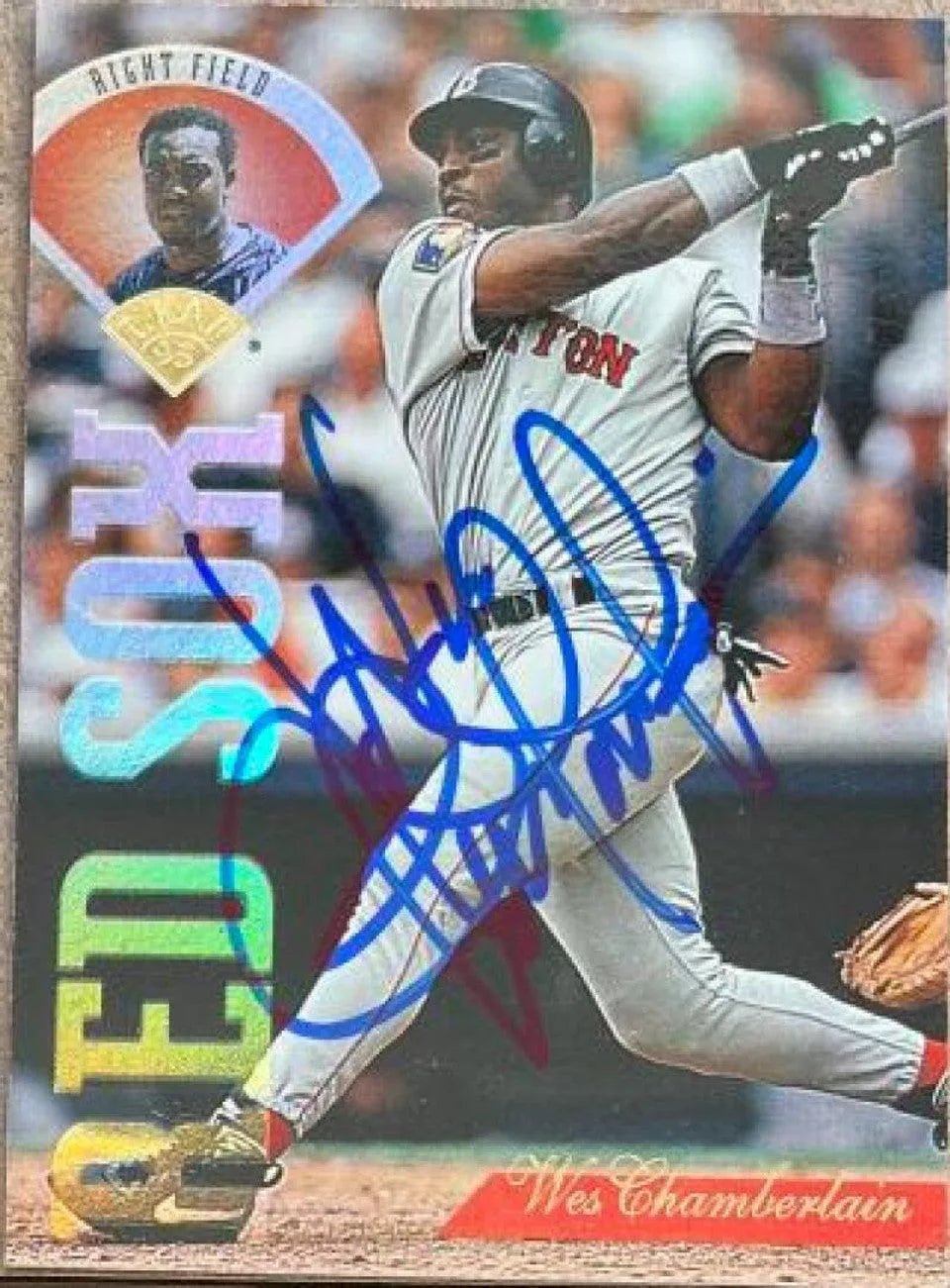 Wes Chamberlain Signed 1995 Leaf Baseball Card - Boston Red Sox