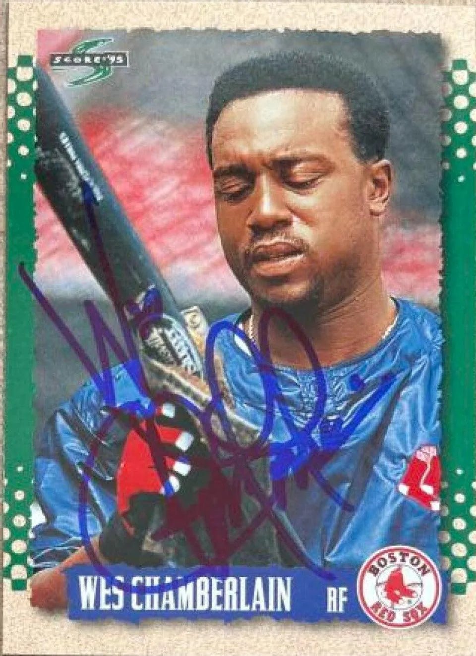 Wes Chamberlain Signed 1995 Score Baseball Card - Boston Red Sox