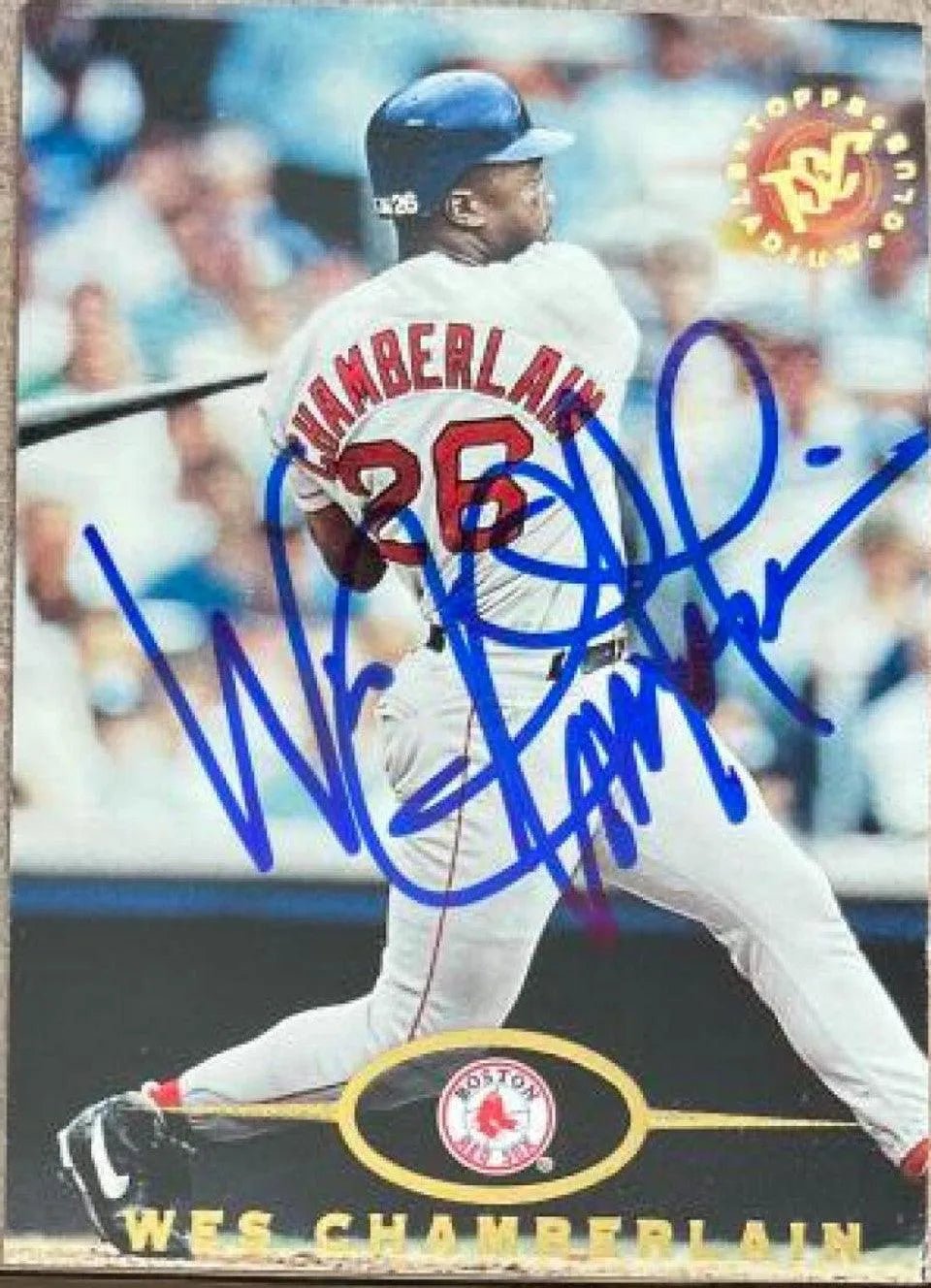 Wes Chamberlain Signed 1995 Stadium Club Baseball Card - Boston Red Sox