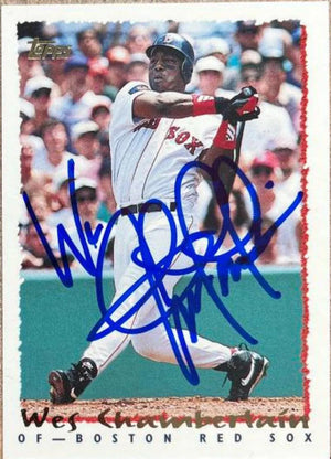 Wes Chamberlain Signed 1995 Topps Baseball Card - Boston Red Sox - PastPros