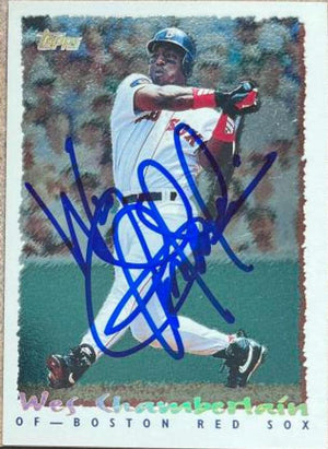 Wes Chamberlain Signed 1995 Topps Cyber Stats Baseball Card - Boston Red Sox - PastPros