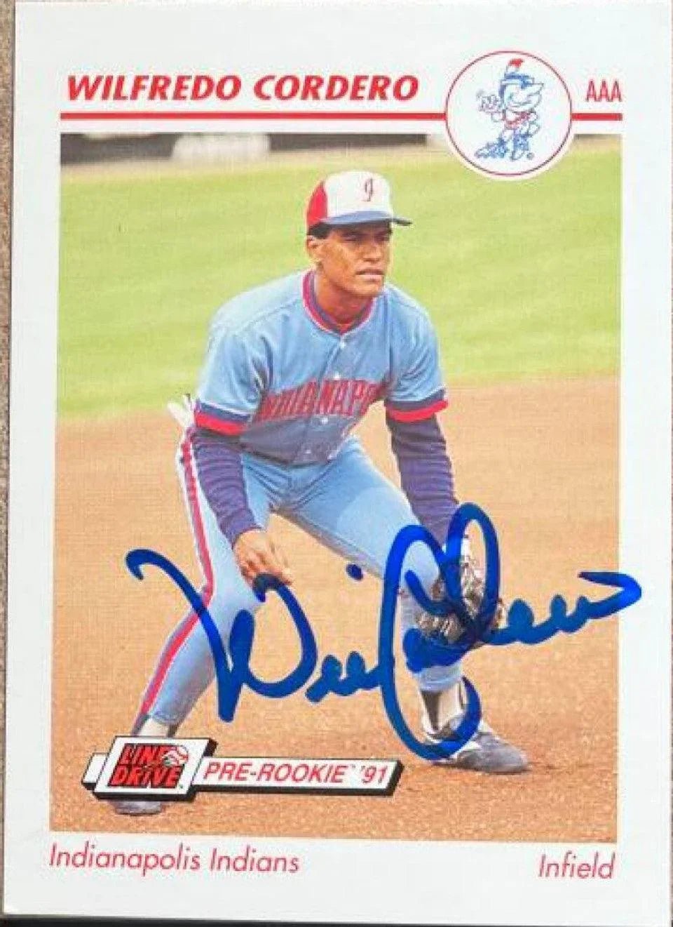 Wil Cordero Signed 1991 Line Drive AAA Baseball Card - Indianapolis Indians