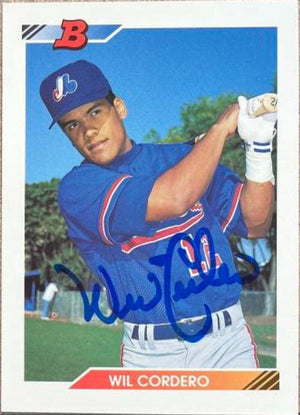 Wil Cordero Signed 1992 Bowman Baseball Card - Montreal Expos - PastPros