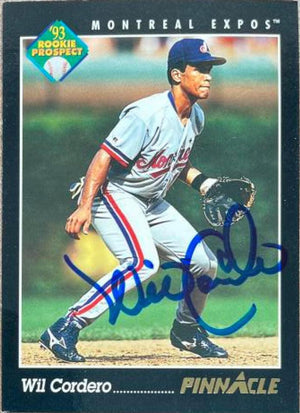 Wil Cordero Signed 1993 Pinnacle Baseball Card - Montreal Expos - PastPros