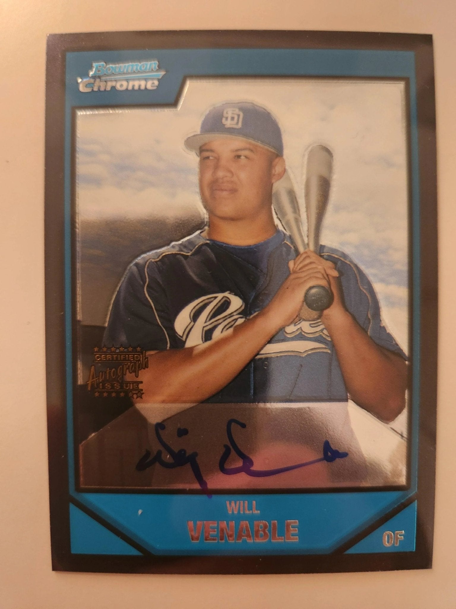 Wil Venable Signed 2007 Bowman Chrome Prospects Baseball Card - San Diego Padres #BC250 AU