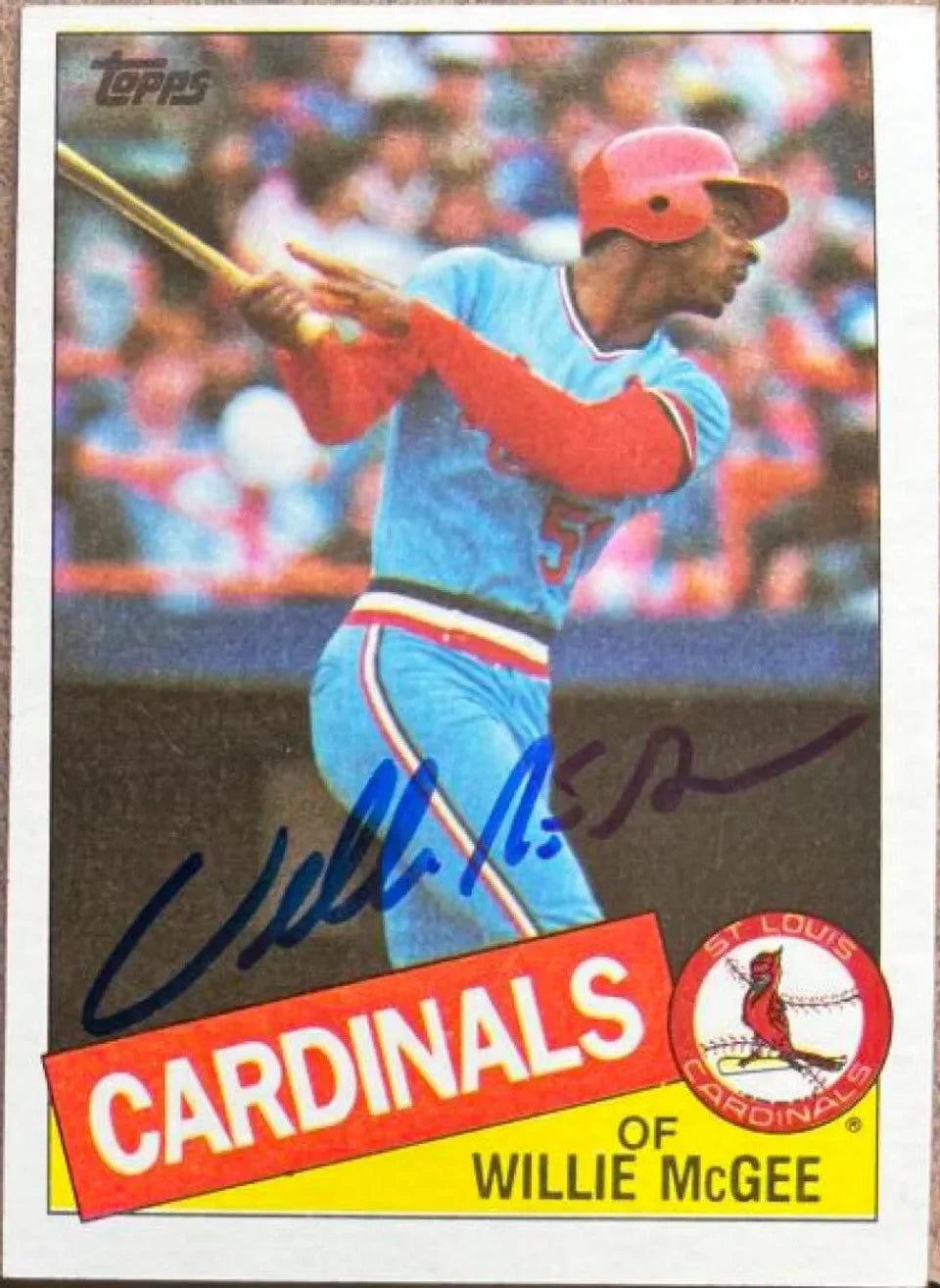 Willie McGee Signed 1985 Topps Baseball Card - St Louis Cardinals