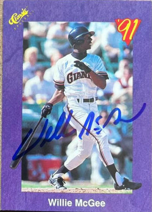 Willie McGee Signed 1991 Classic Baseball Card - San Francisco Giants #162