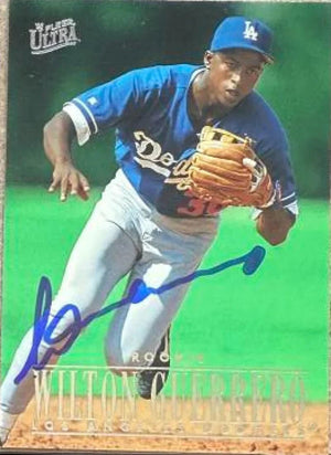 Wilton Guerrero Signed 1996 Fleer Ultra Baseball Card - Los Angeles Dodgers #498 ROO, RC