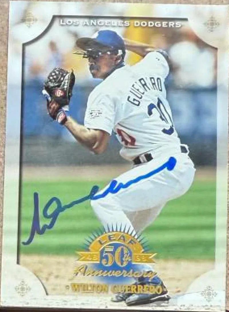 Wilton Guerrero Signed 1998 Leaf Baseball Card - Los Angeles Dodgers #89