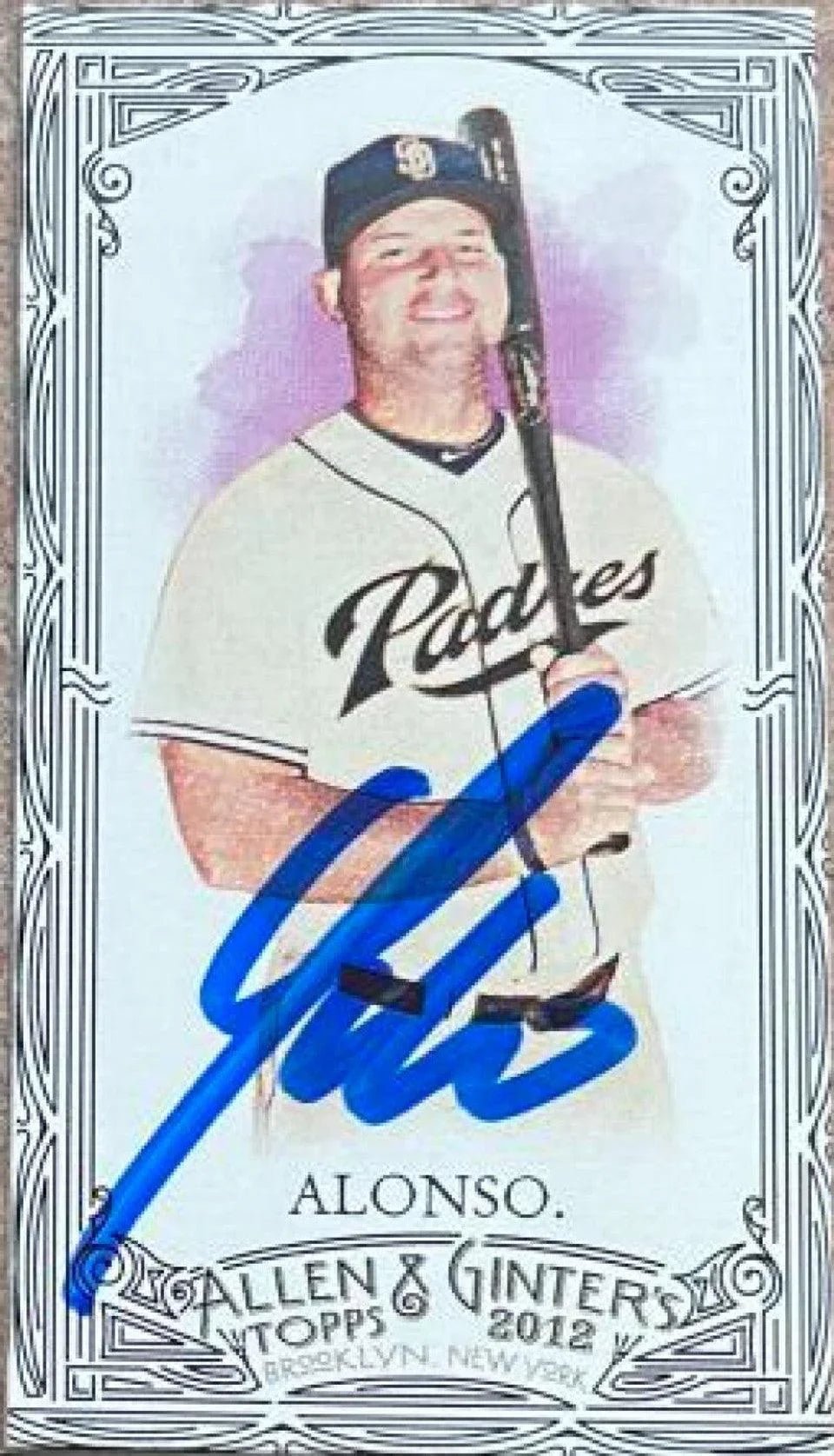Yonder Alonso Signed 2012 Allen & Ginter Mini Baseball Card -San Diego Padres (Black Frame)