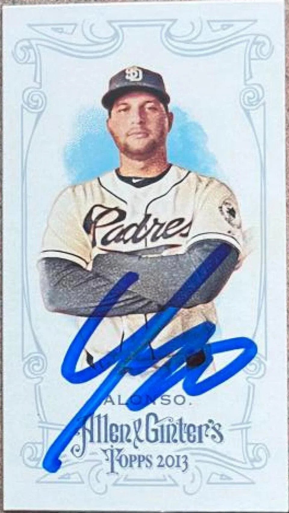 Yonder Alonso Signed 2013 Allen & Ginter Mini Baseball Card -San Diego Padres (A&G Back)