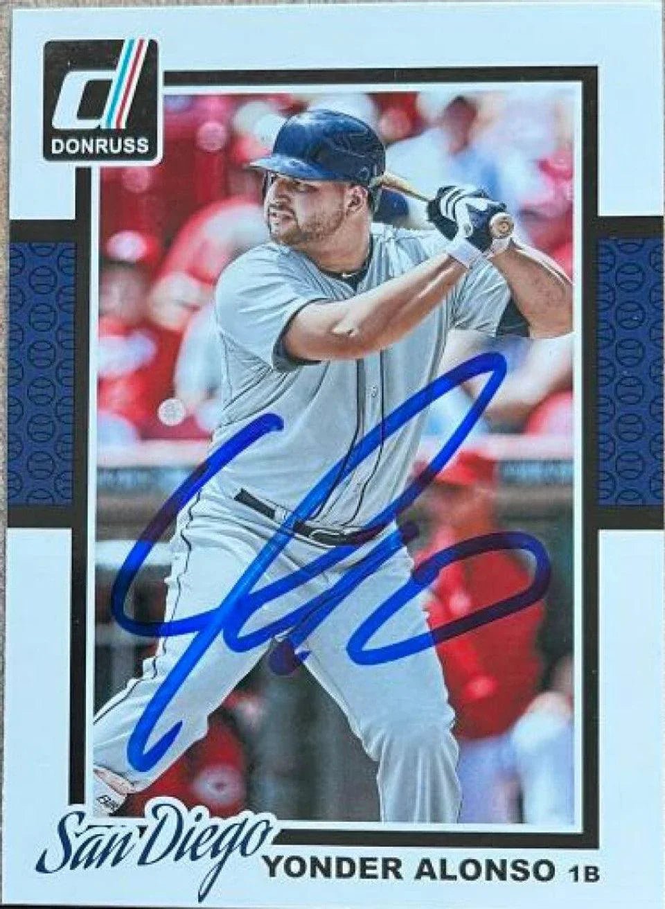 Yonder Alonso Signed 2014 Donruss Baseball Card -San Diego Padres