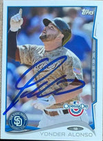 Yonder Alonso Signed 2014 Topps Opening Day Baseball Card -San Diego Padres