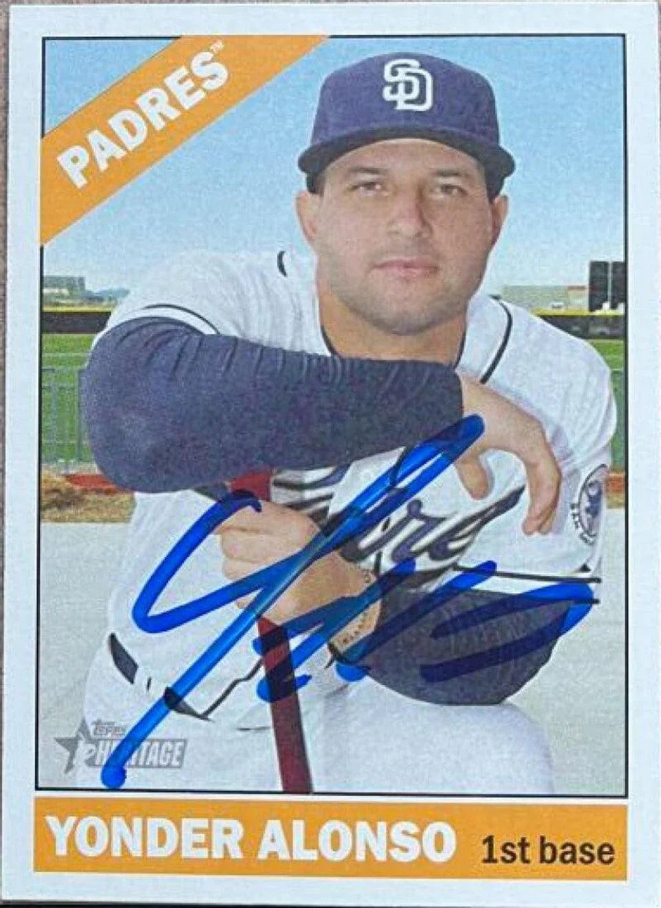 Yonder Alonso Signed 2015 Topps Heritage Baseball Card -San Diego Padres