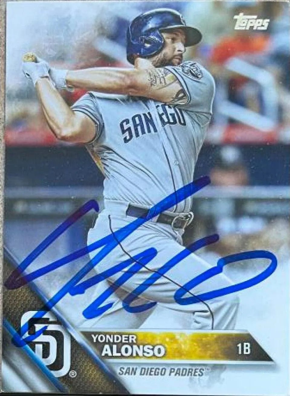 Yonder Alonso Signed 2016 Topps Baseball Card -San Diego Padres