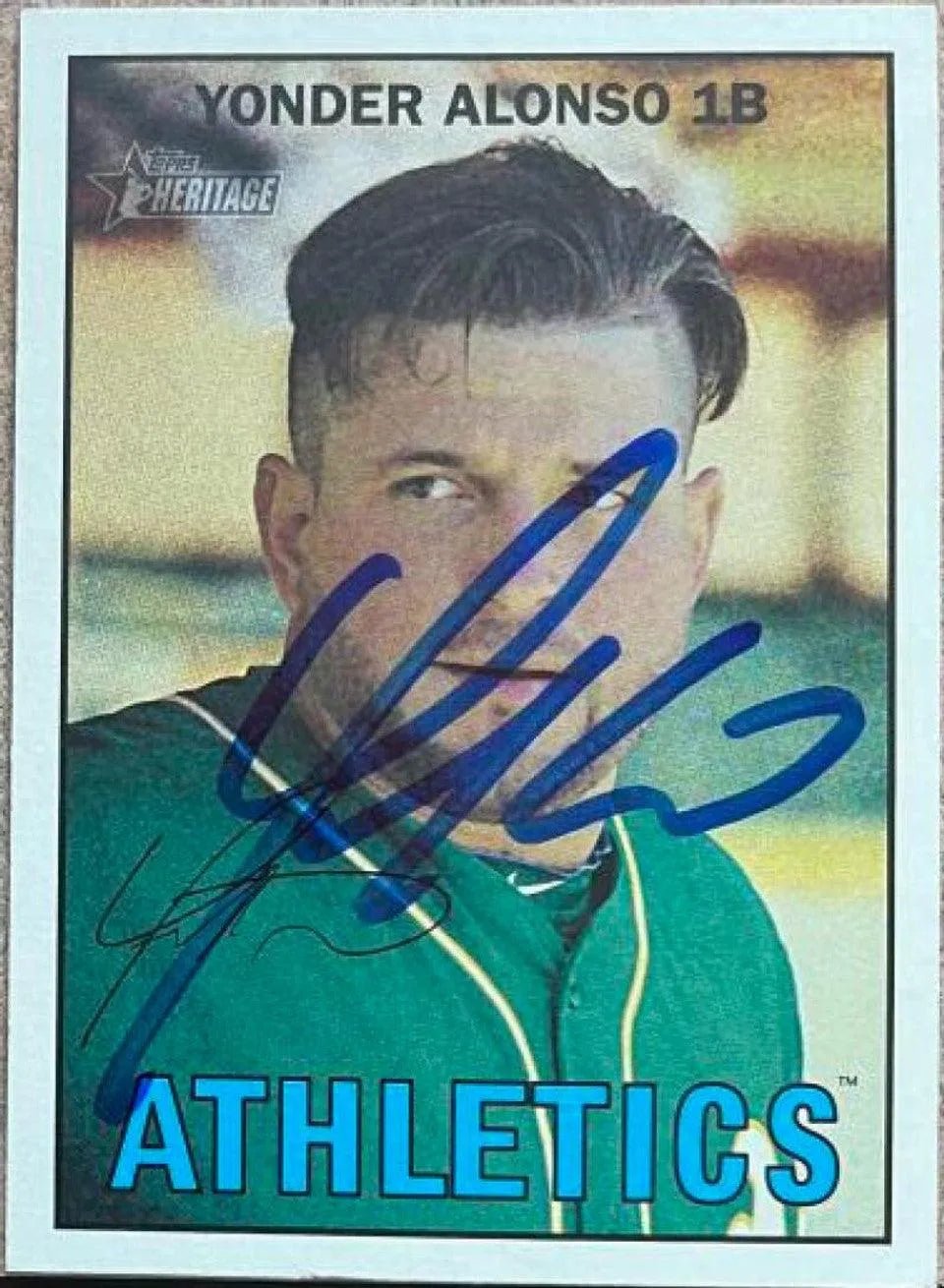 Yonder Alonso Signed 2016 Topps Heritage Baseball Card - Oakland A's