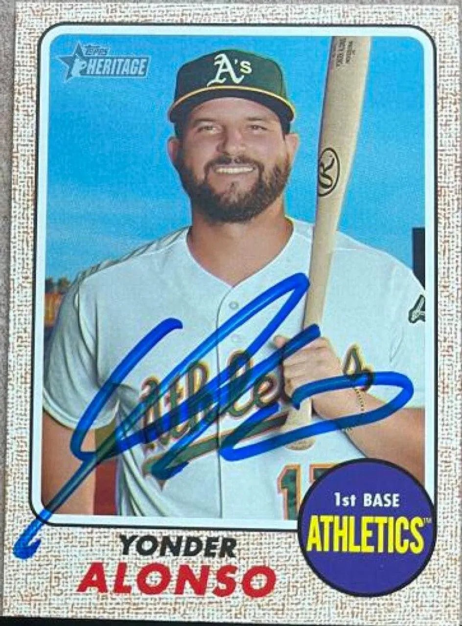 Yonder Alonso Signed 2017 Topps Heritage Baseball Card - Oakland A's