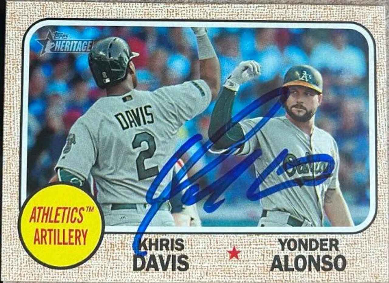 Yonder Alonso Signed 2017 Topps Heritage Combo Cards Baseball Card - Oakland A's