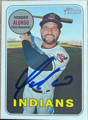 Yonder Alonso Signed 2018 Topps Heritage Baseball Card - Cleveland Indians (SP) - PastPros