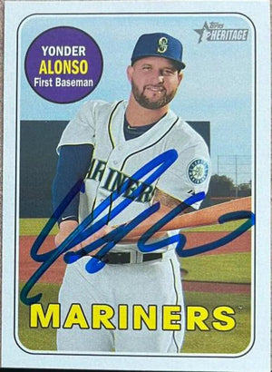 Yonder Alonso Signed 2018 Topps Heritage Baseball Card - Seattle Mariners