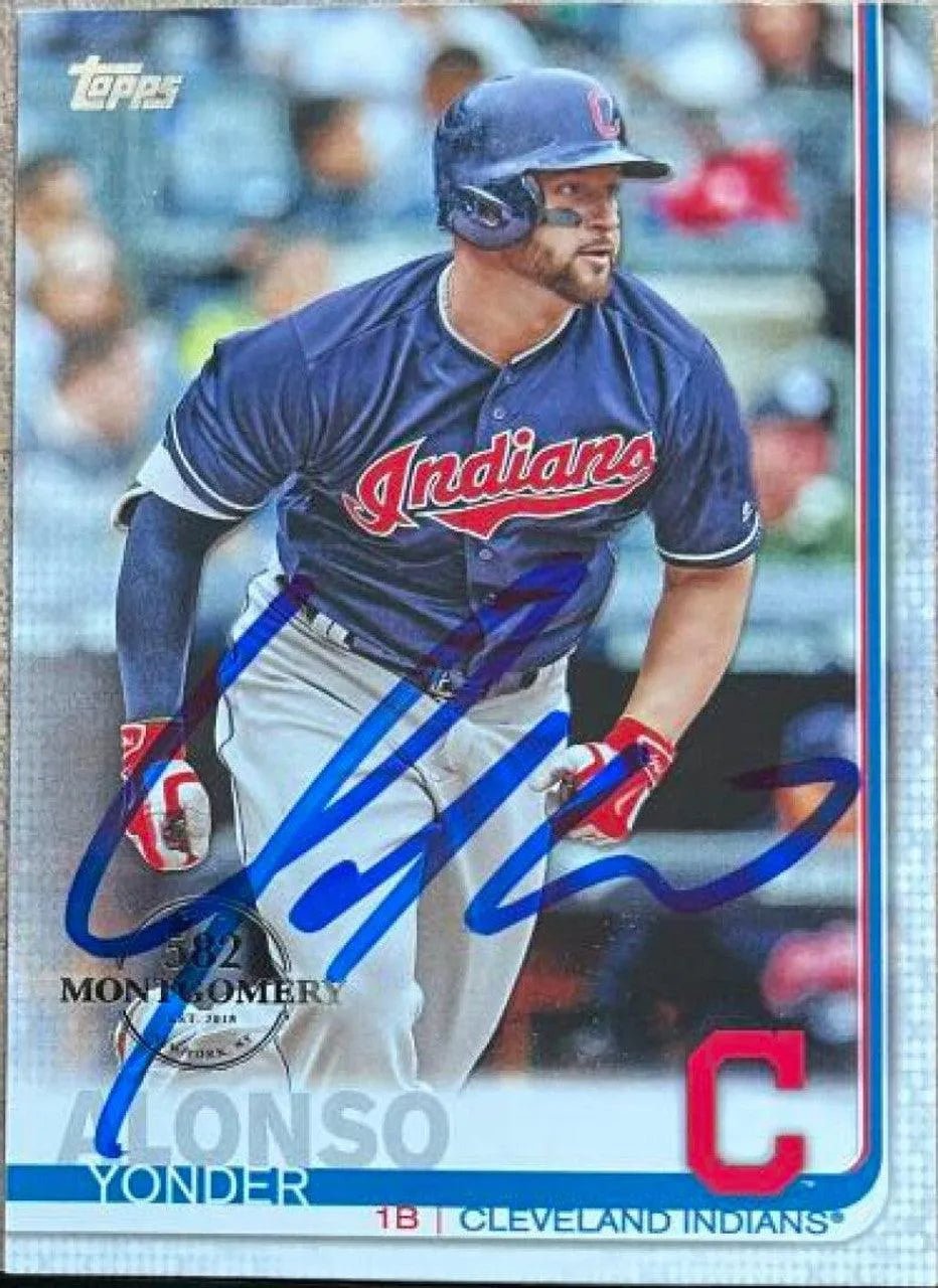 Yonder Alonso Signed 2019 Topps 582 Montgomery Baseball Card - Cleveland Indians