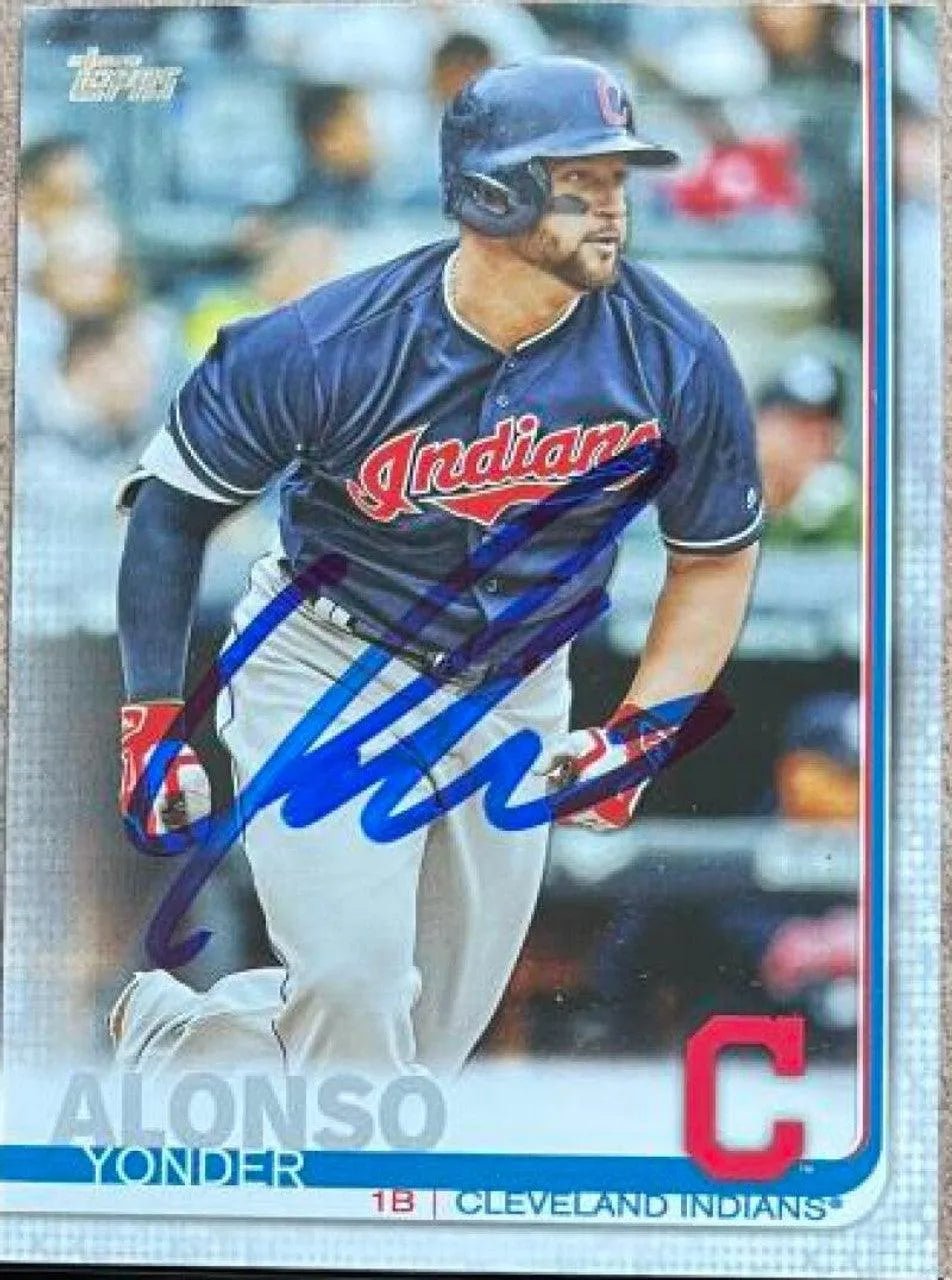 Yonder Alonso Signed 2019 Topps Baseball Card - Cleveland Indians
