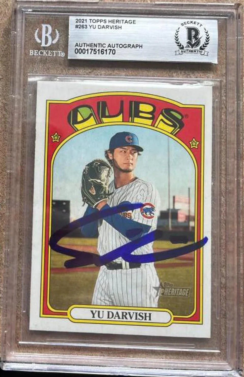 Yu Darvish Signed 2021 Topps Heritage Baseball Card - Chicago Cubs - Becket Authentication