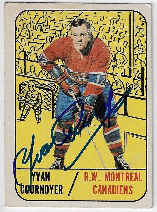 Yvan Cournoyer Signed 1967-68 Topps Hockey Card - Montreal Canadiens