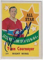Yvan Cournoyer Signed 1969-70 O-Pee-Chee Hockey Card - Montreal Canadiens #221