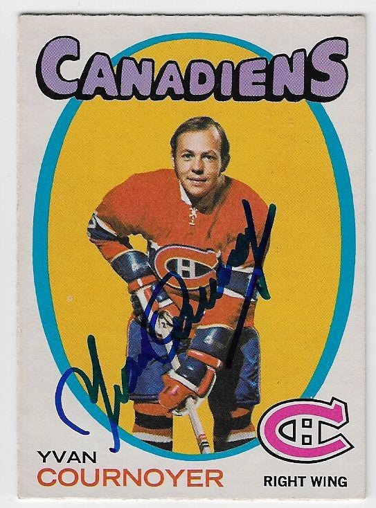 Yvan Cournoyer Signed 1971-72 O-Pee-Chee Hockey Card - Montreal Canadiens #15