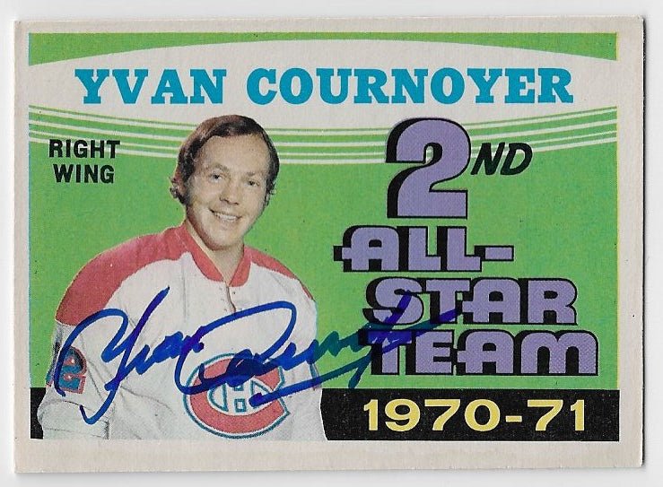 Yvan Cournoyer Signed 1971-72 O-Pee-Chee Hockey Card - Montreal Canadiens #260