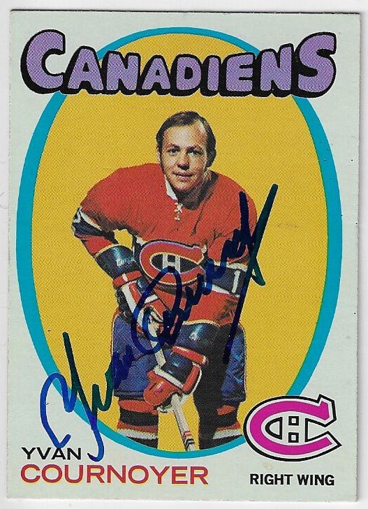 Yvan Cournoyer Signed 1971-72 Topps Hockey Card - Montreal Canadiens