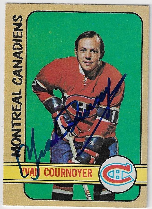 Yvan Cournoyer Signed 1972-73 O-Pee-Chee Hockey Card - Montreal Canadiens #29