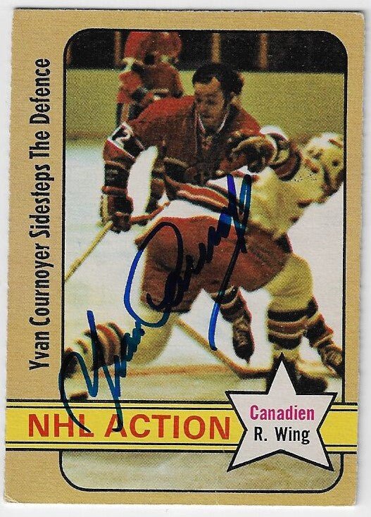 Yvan Cournoyer Signed 1972-73 O-Pee-Chee Hockey Card - Montreal Canadiens #44