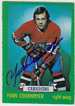 Yvan Cournoyer Signed 1973-74 O-Pee-Chee Hockey Card - Montreal Canadiens (dark back)