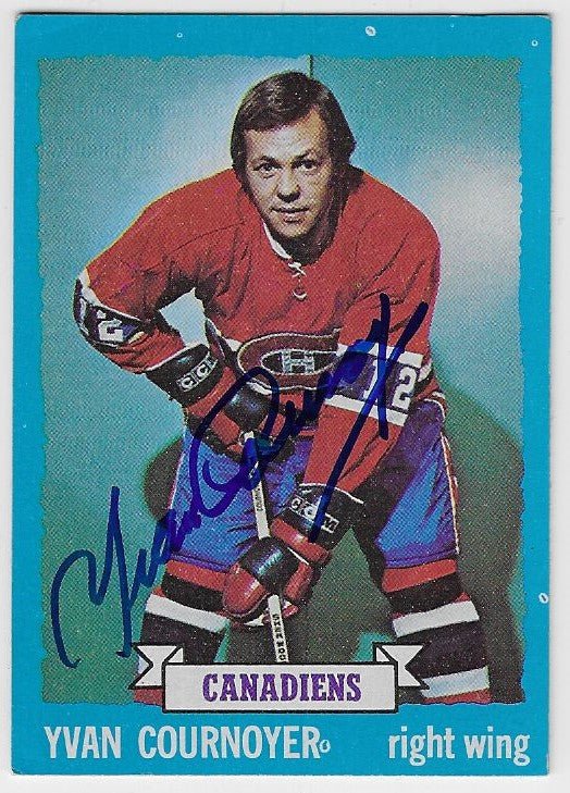 Yvan Cournoyer Signed 1973-74 Topps Hockey Card - Montreal Canadiens