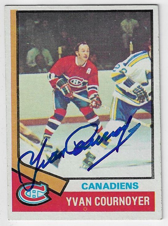 Yvan Cournoyer Signed 1974-75 Topps Hockey Card - Montreal Canadiens #140