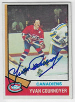 Yvan Cournoyer Signed 1974-75 Topps Hockey Card - Montreal Canadiens #140