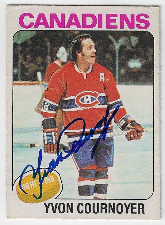 Yvan Cournoyer Signed 1975-76 O-Pee-Chee Hockey Card - Montreal Canadiens