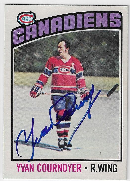 Yvan Cournoyer Signed 1976-77 O-Pee-Chee Hockey Card - Montreal Canadiens