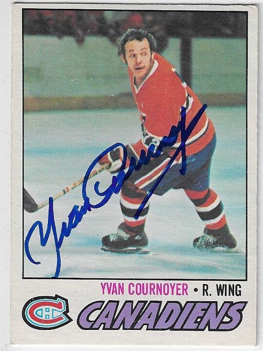 Yvan Cournoyer Signed 1977-78 O-Pee-Chee Hockey Card - Montreal Canadiens