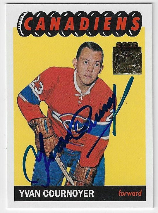 Yvan Cournoyer Signed 2001-02 O-Pee-Chee Archives Hockey Card - Montreal Canadiens